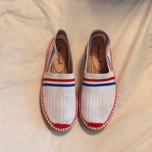 Free People White Espadrilles with Red and Blue Trim 7 7.5 38 French boating